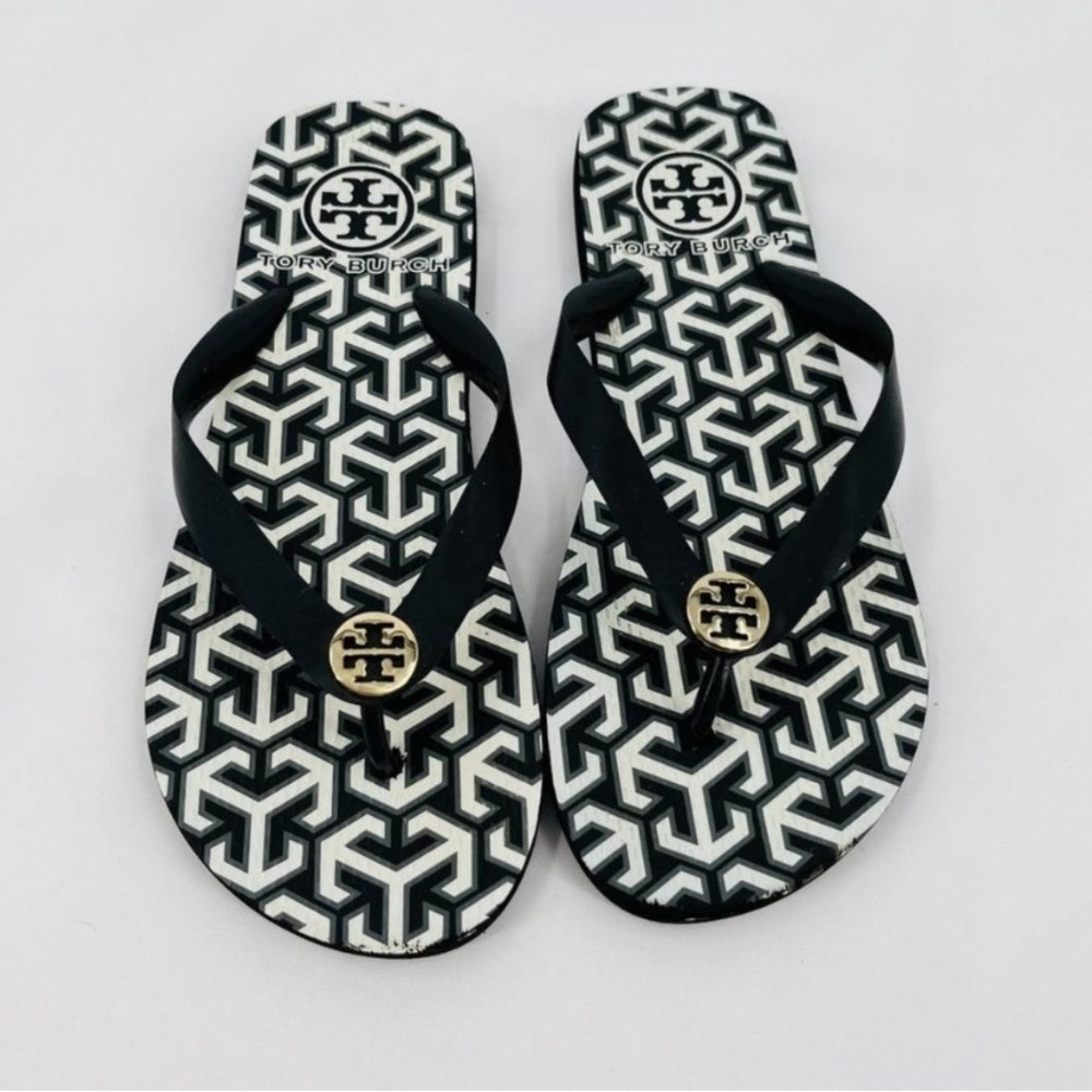 Tory Burch Monochrome Geometric Flip Flops
